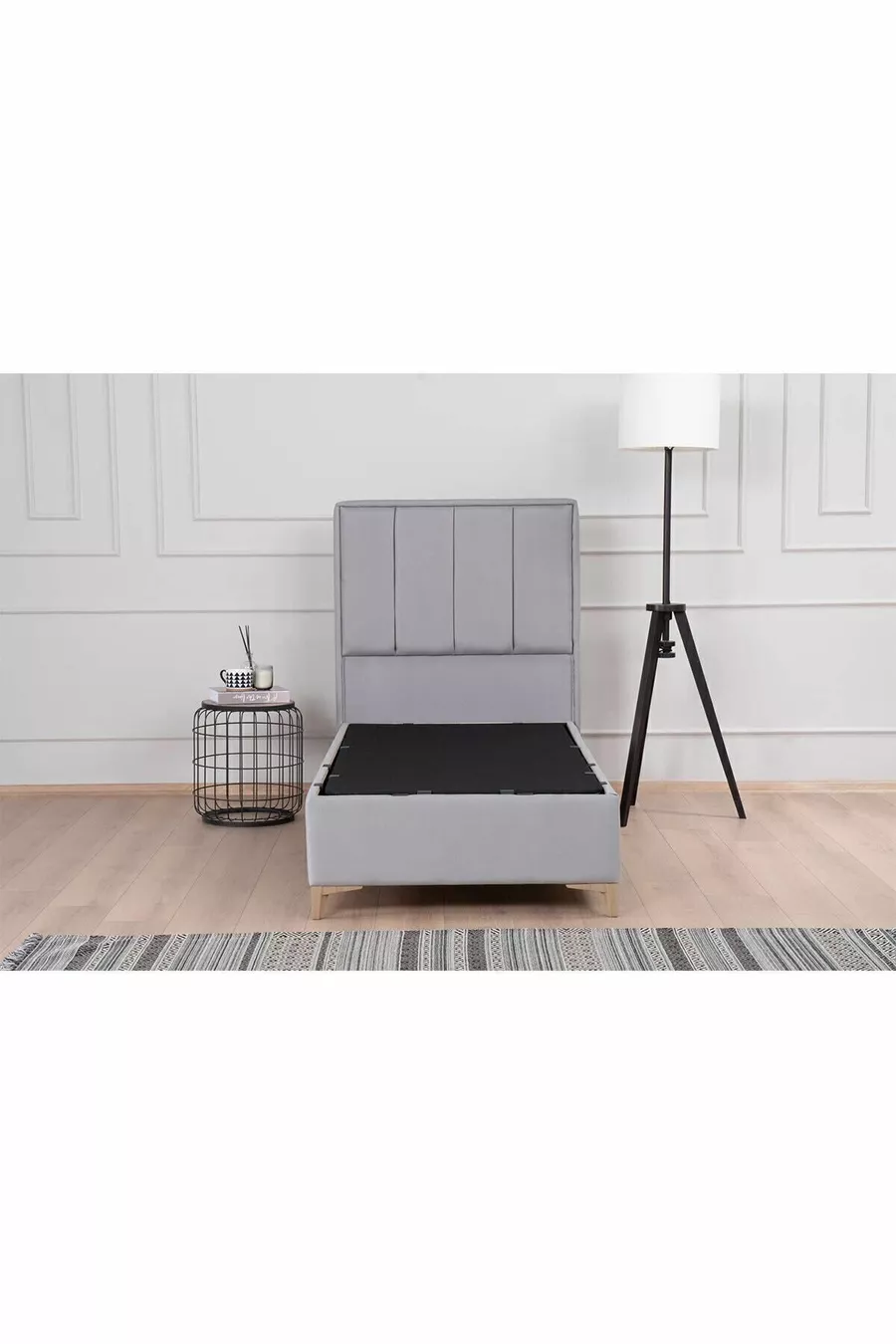Ensemble tête de lit et sommier coffre Gold Therapy Gris (LIT NON INCLUS)