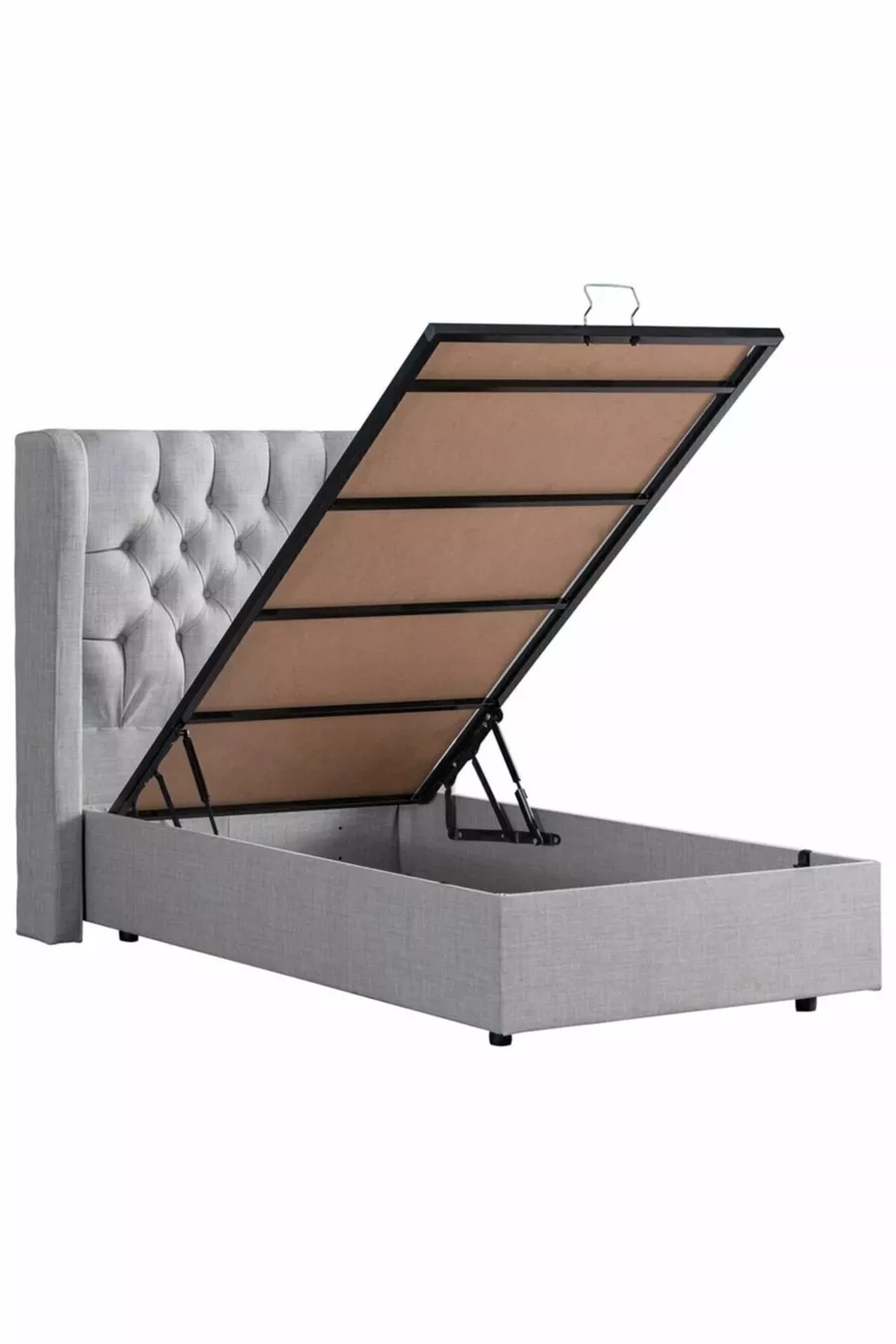 Ensemble de lit Riga avec sommier simple et tête de lit Comfort, gris clair