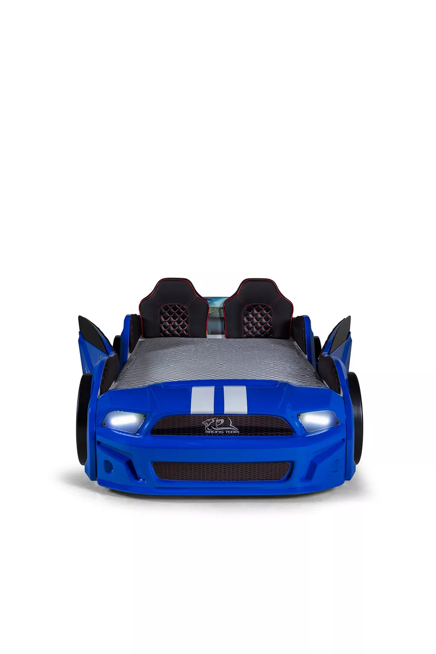 Portes de lit voiture avec base, Mustang à ouverture complète avec LED, télécommande et musique