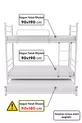 Lit superposé Trend avec couchette, compatible pour 3 personnes, lit en métal blanc