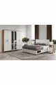 Ensemble de chambre à coucher complet en MDF Sport avec 6 portes, pin atlantic-blanc (avec sommier)