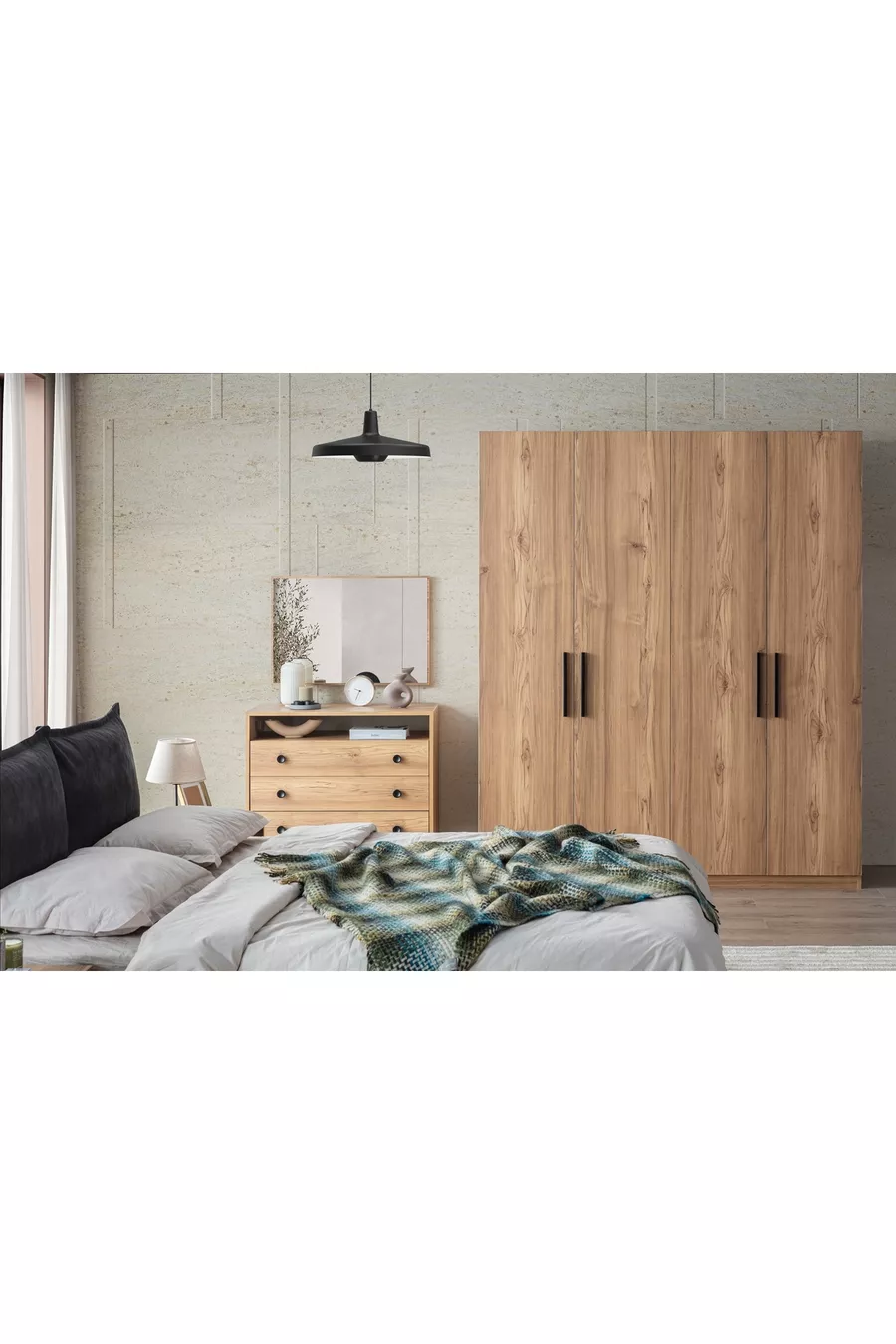 ENSEMBLE DE CHAMBRE ETI, 4 PORTES, AVEC TIROIRS