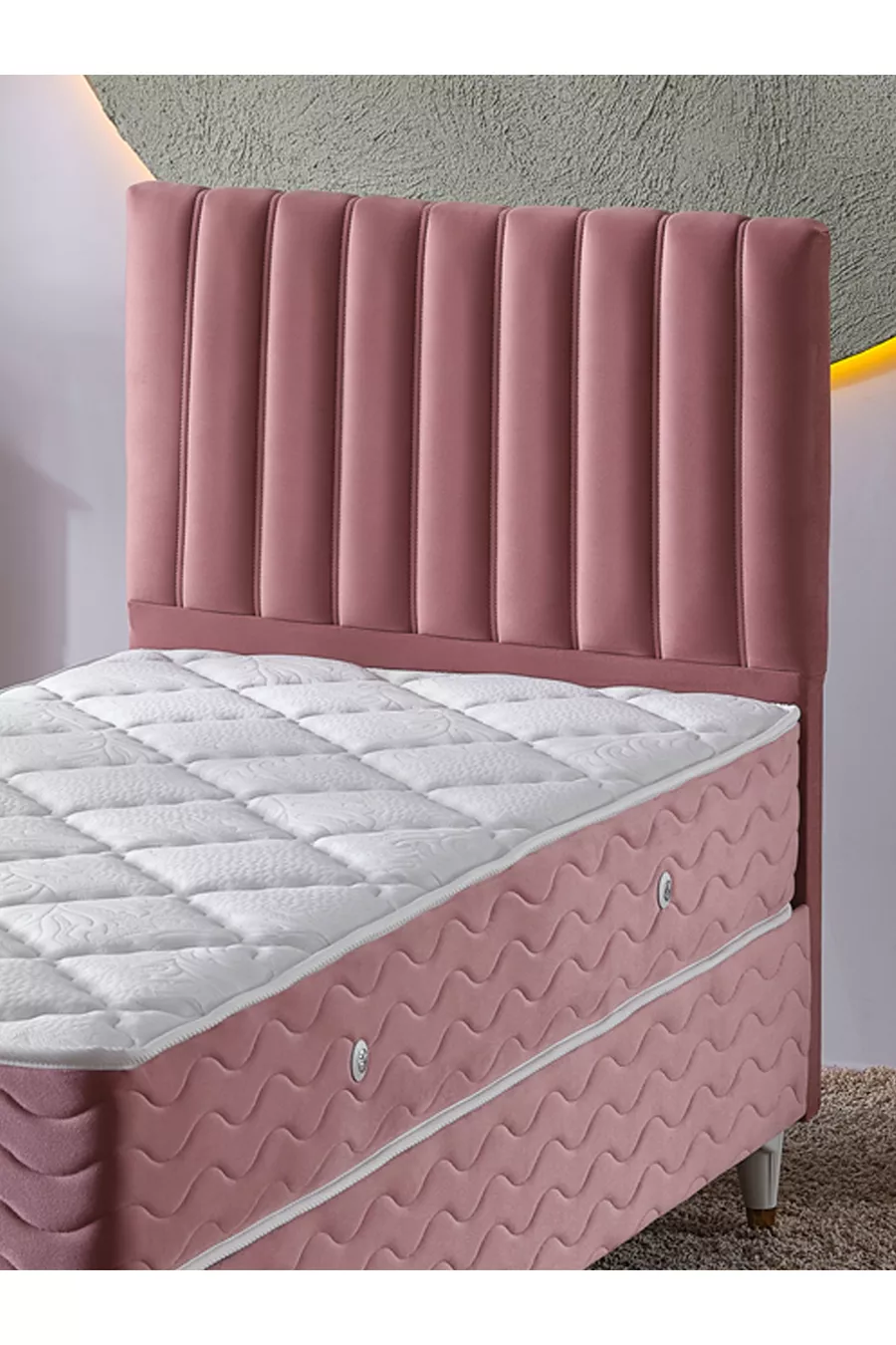 Ensemble 3 pièces Ezgi pour une personne Lit + Sommier + Tête de lit