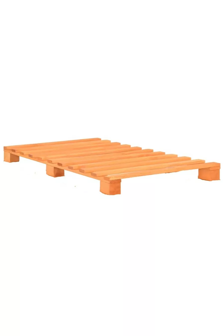 Lit plateforme en bois massif cm X cm, couleur noyer cm X cm, couleur noyer massif