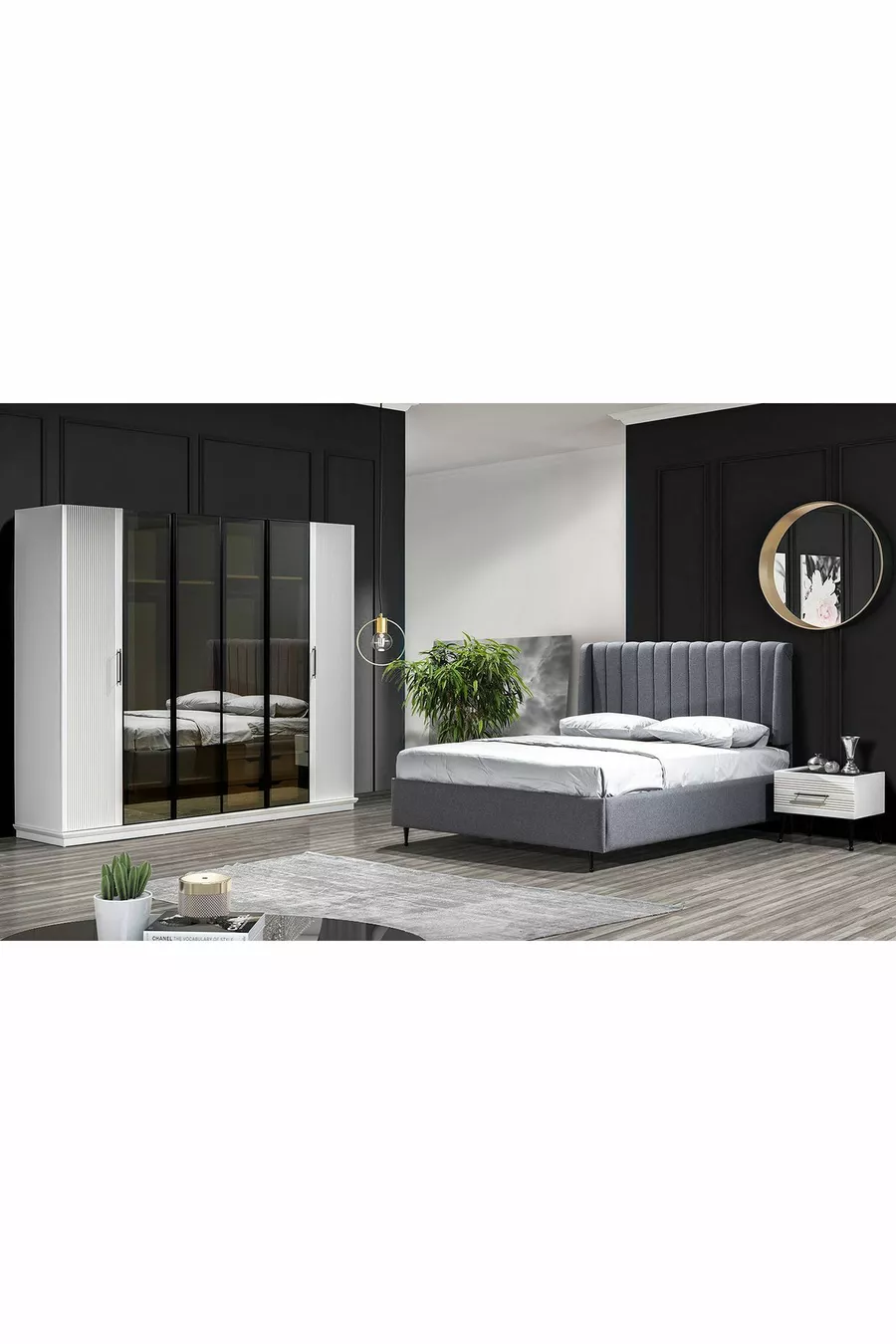 Ensemble de chambre à coucher en MDF à motifs nobles