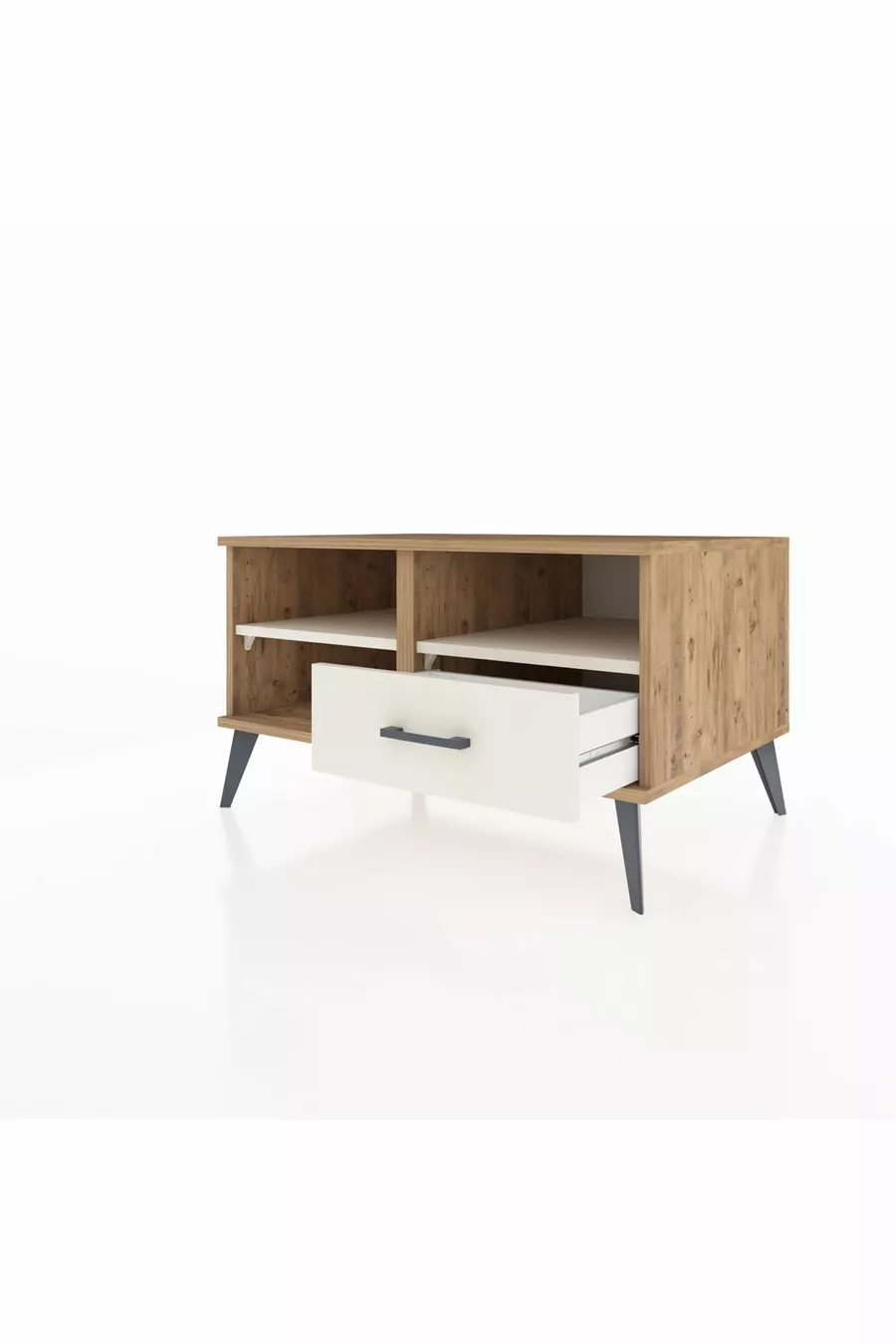 Commode Kronos 2 étagères 1 tiroir Pin-Pierre de lave