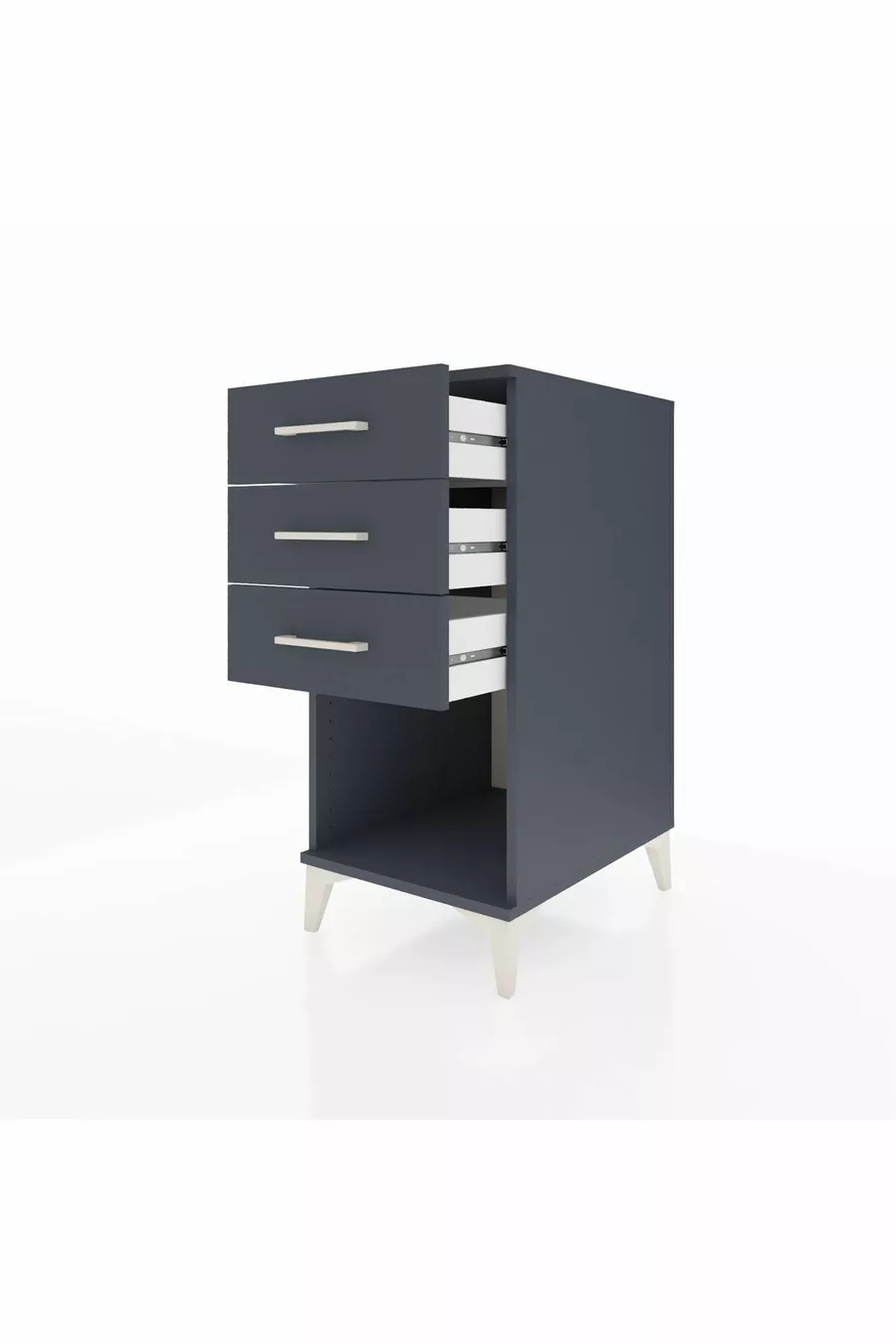 Table de chevet Kronos à 3 tiroirs Anthracite-Anthracite