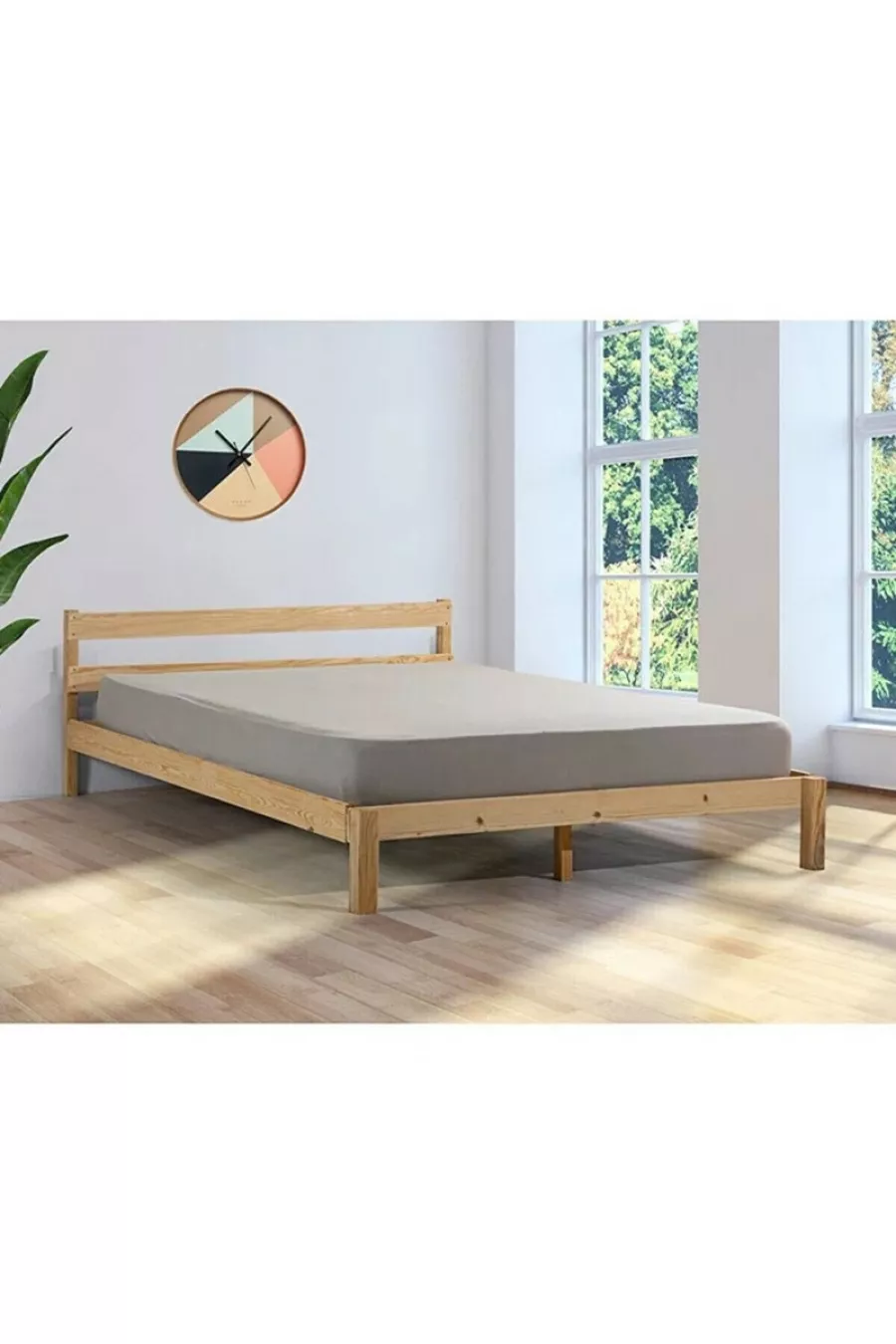 Lit en bois massif Bois naturel COULEUR NATURELLE