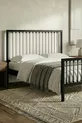 Lit en métal forgé Breeze pour deux personnes (NOIR-GRIS) (LAMELLES EN BOIS)