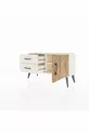 Commode Arges avec une seule étagère, 2 tiroirs et une porte, couleur Pierre de lune-Sapin/Pierre de lune