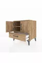 Table de chevet Hyperion avec 2 étagères, 1 tiroir et 2 portes, pin-pin