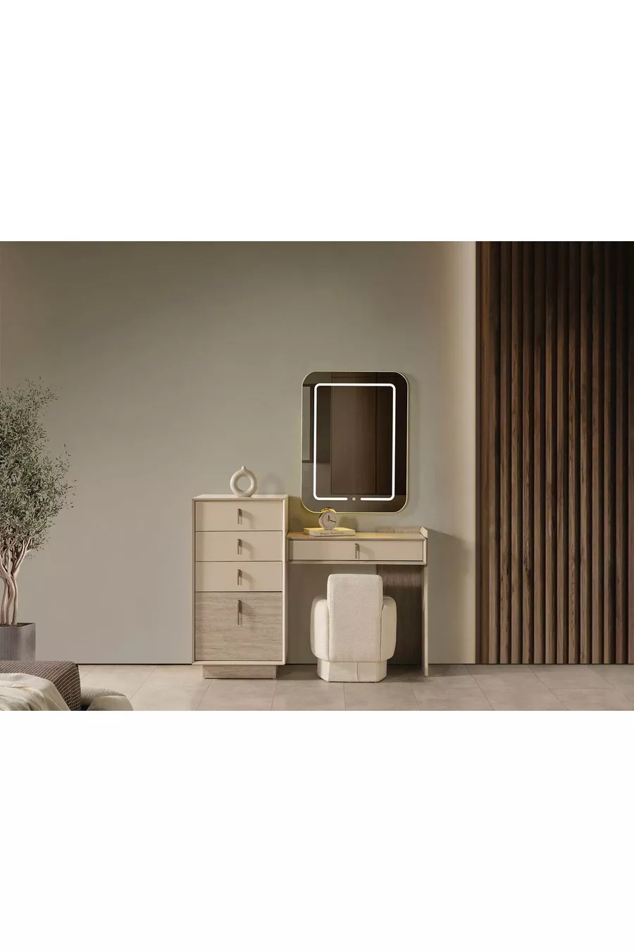 ENSEMBLE DE CHAMBRE À COUCHER LATTE 6 PORTES