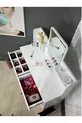Coiffeuse avec miroir, table de toilette avec 2 tiroirs, organiseur de bijoux et étagère, blanc, cm