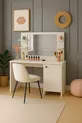 Table de maquillage Lima avec miroir, armoire et 4 étagères, blanche