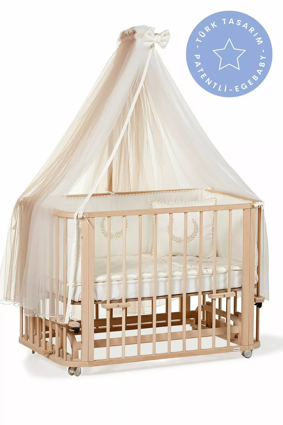 Ensemble de Berceau en Bois Naturel (BL) X - lit pour maman, lit, parc de jeu, lit junior Montessori