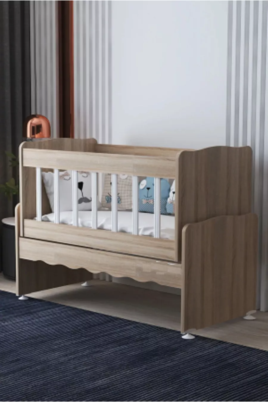 Berceau en bois à bascule pour bébé sans tiroir, Sonoma