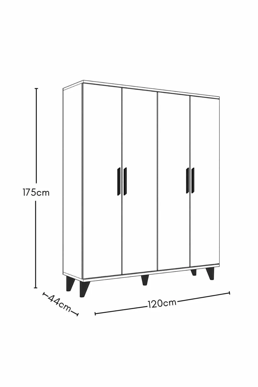 Armoire noire à quatre portes avec poignées GM -A sur pieds en forme de nuage