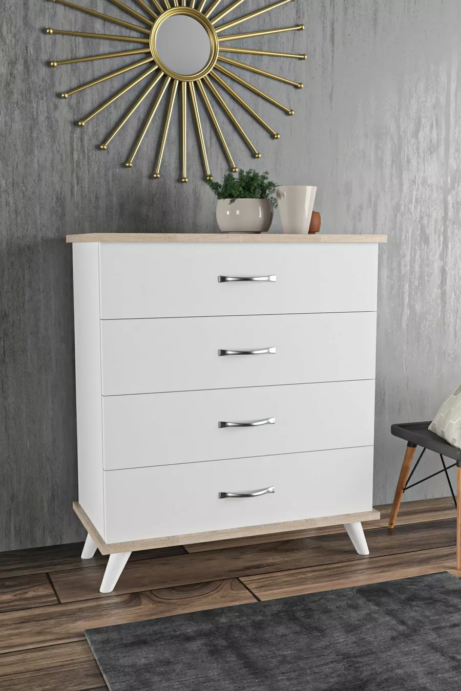 Commode blanche Artemis à 4 tiroirs