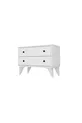 Table de chevet moderne blanche Sandara à 2 tiroirs sur pieds