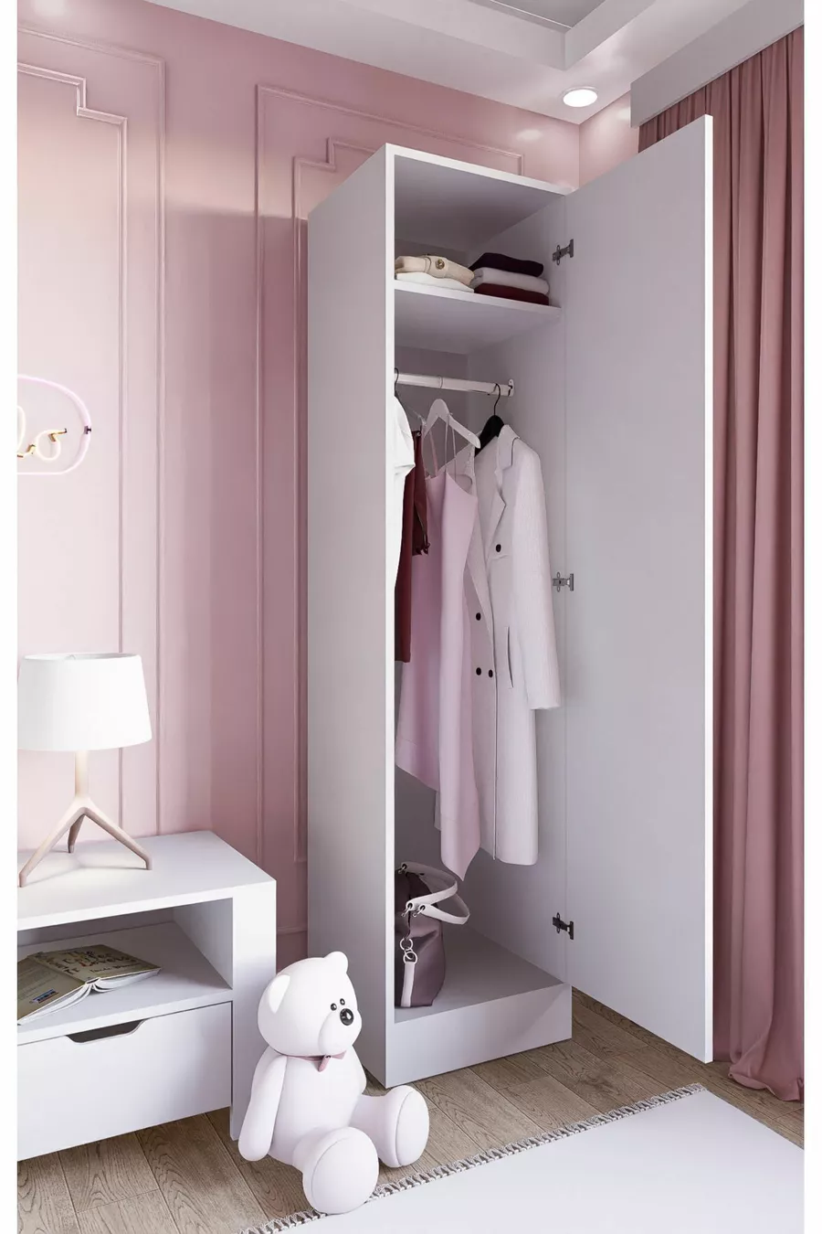 Armoire à vêtements Daisy  cm Blanche à une porte