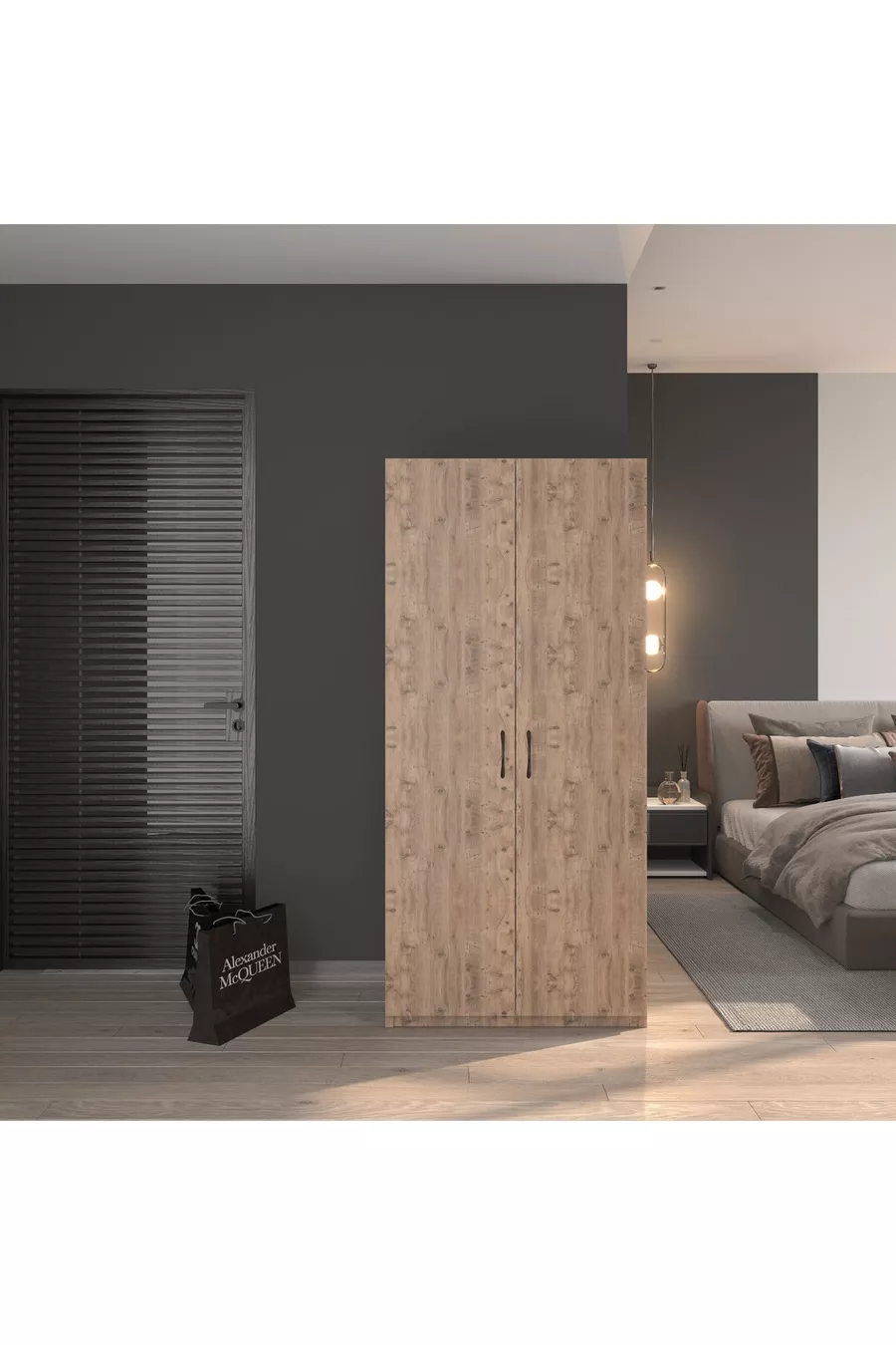 Armoire à vêtements à 2 portes en pin 