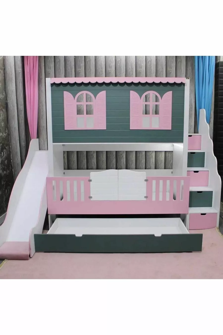 Lit superposé pour enfants avec toboggan Alaçatı