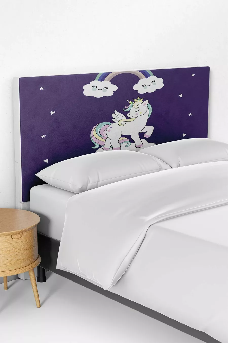 Housse de tête de lit pour chambre d'enfant avec motif licorne violet mignon