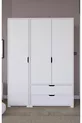 Armoire à vêtements Duru Mat Blanc à 3 portes et 2 tiroirs - Ensemble de garde-robe