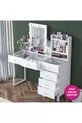 Coiffeuse de coulisses avec miroir éclairé Hollywood Rani, organiseur de bijoux à 6 tiroirs, blanc