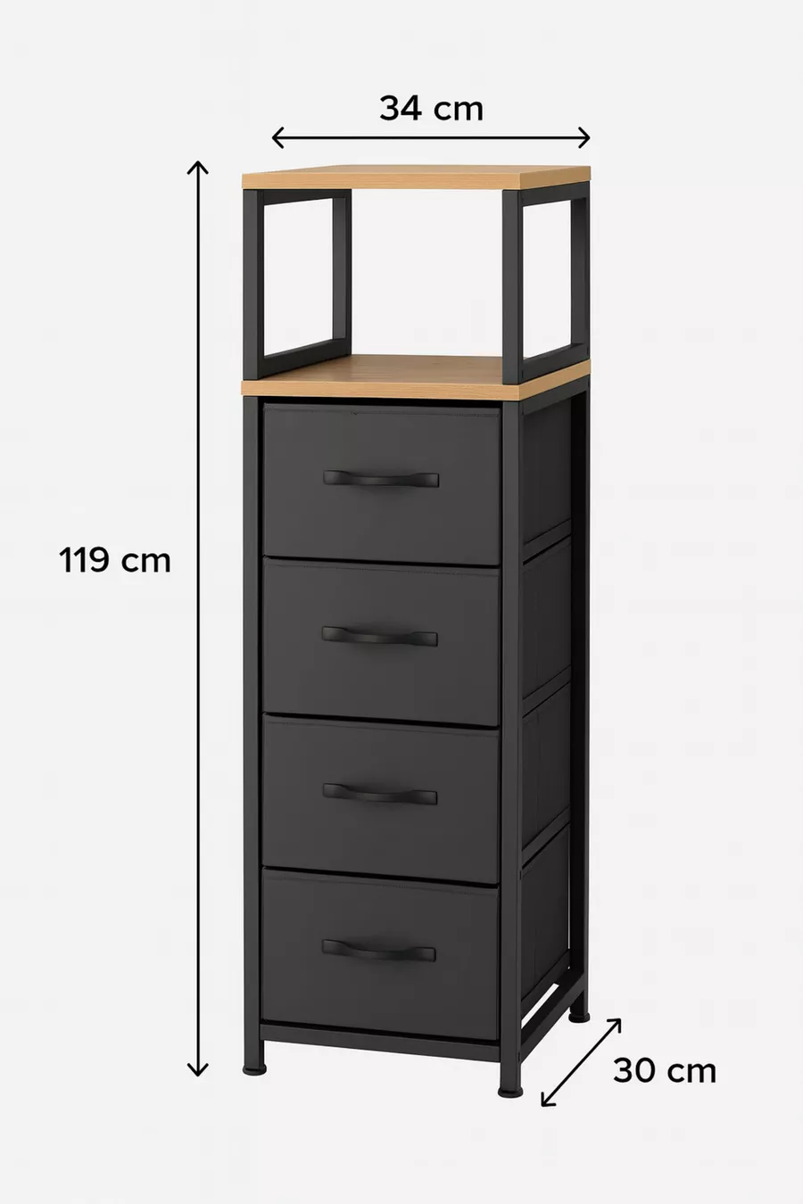 Commode à 2 étagères et 4 tiroirs en cuir, commode à tiroirs en cuir, organisateur polyvalent pour chambre à coucher