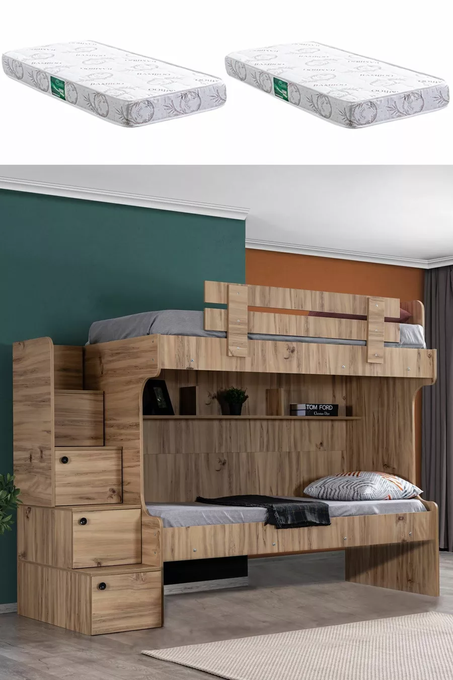 Lit superposé, Lit superposé Viva 2 places avec 2 matelas Comfort