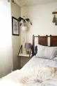 Tête de lit en cuir avec sangles + ensemble de 2 étagères murales pour chambre à coucher