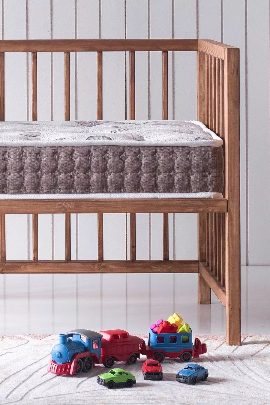 Lit Bamboo Park, Lit pour bébé, Lit de berceau, avec mousse orthopédique et tissu tricoté - Cm