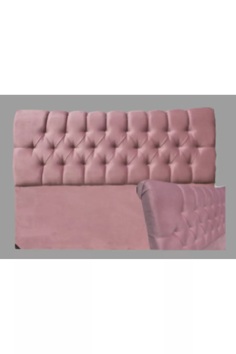 Tête de lit Alc Vénus en velours rose matelassé pour lit double