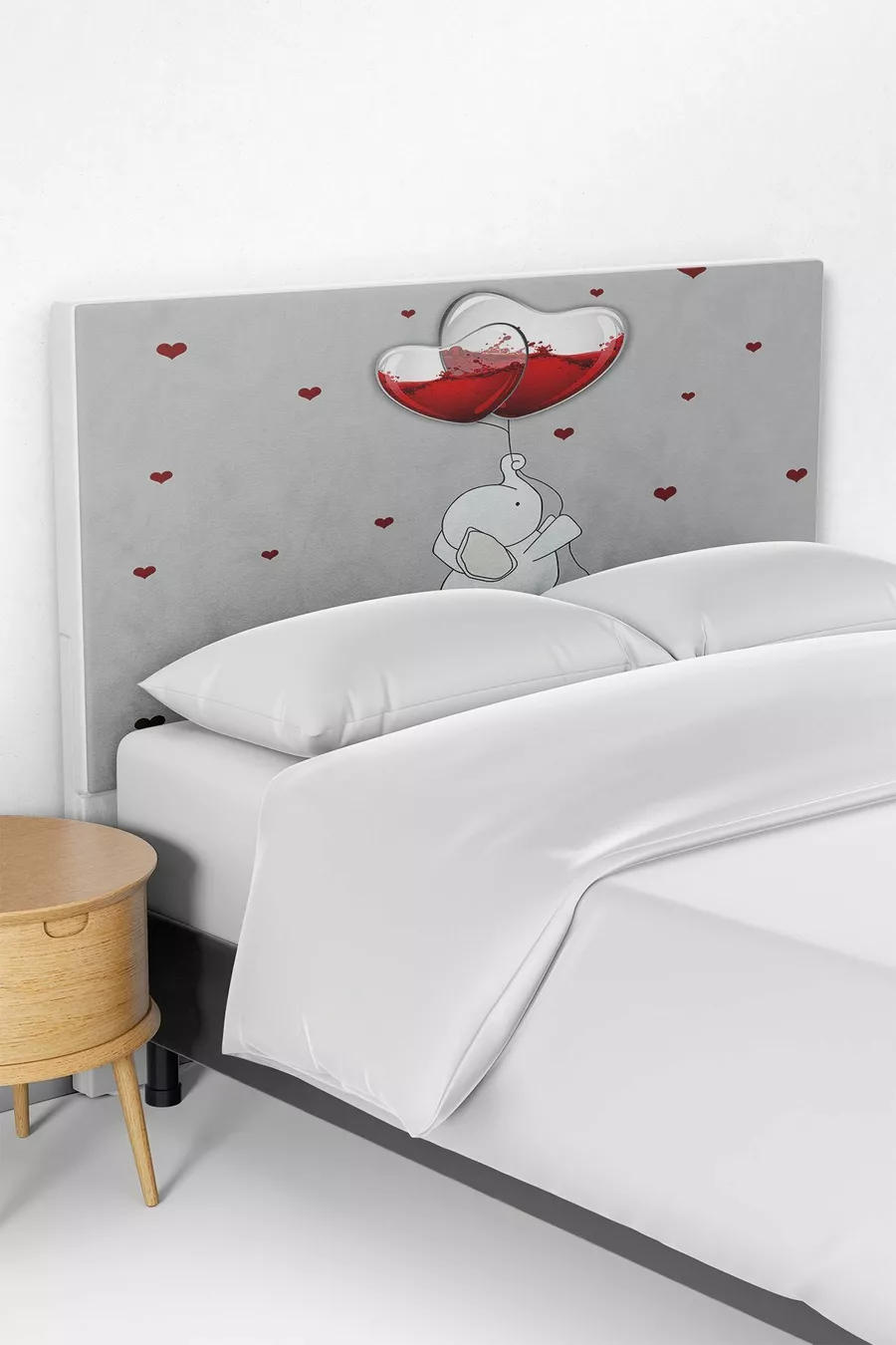 Housse de tête de lit pour chambre d'enfant avec motif de cœur rempli