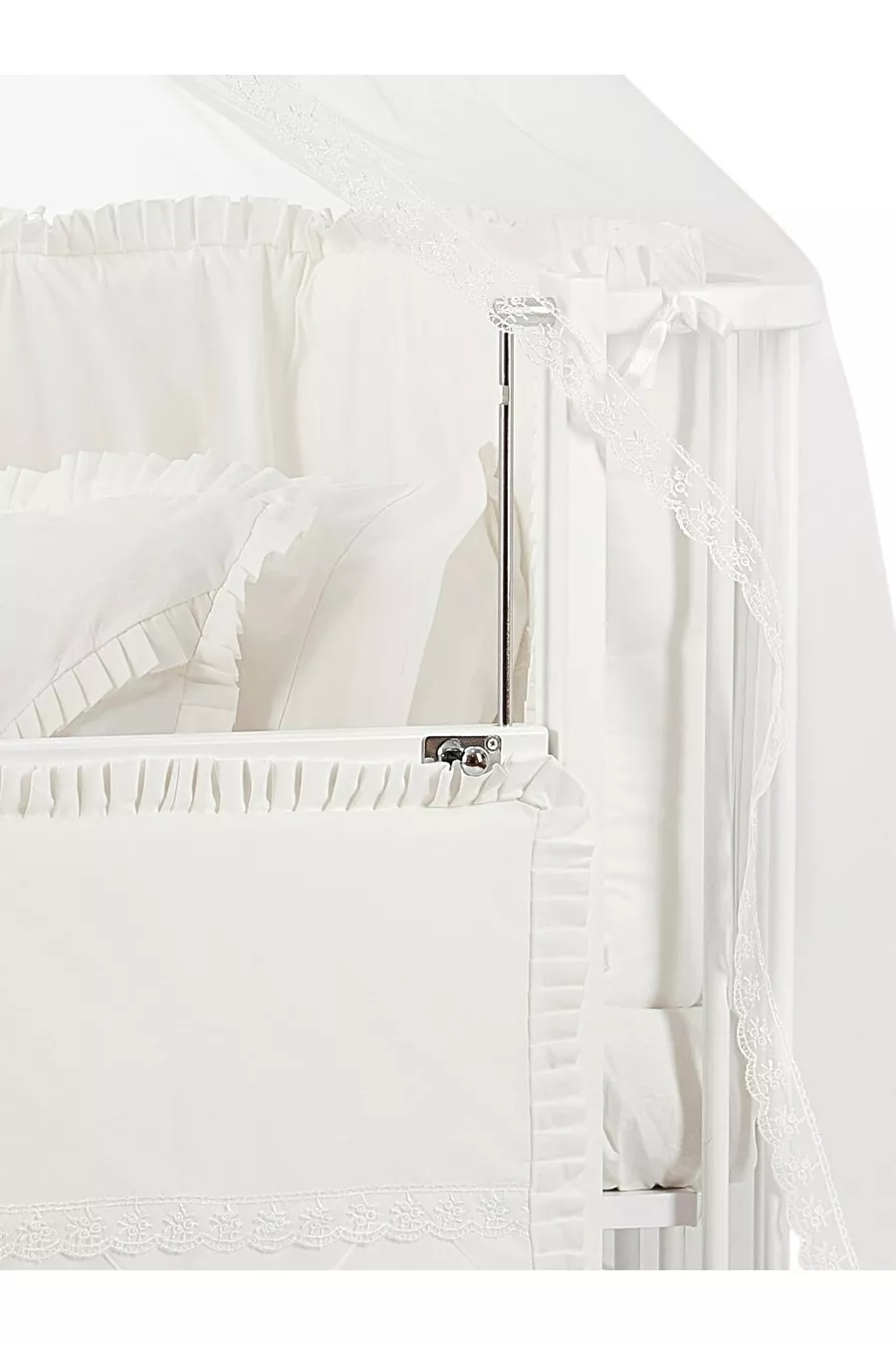 Berceau à bascule en bois Bambino Anne Yanı cm (blanc-crème)