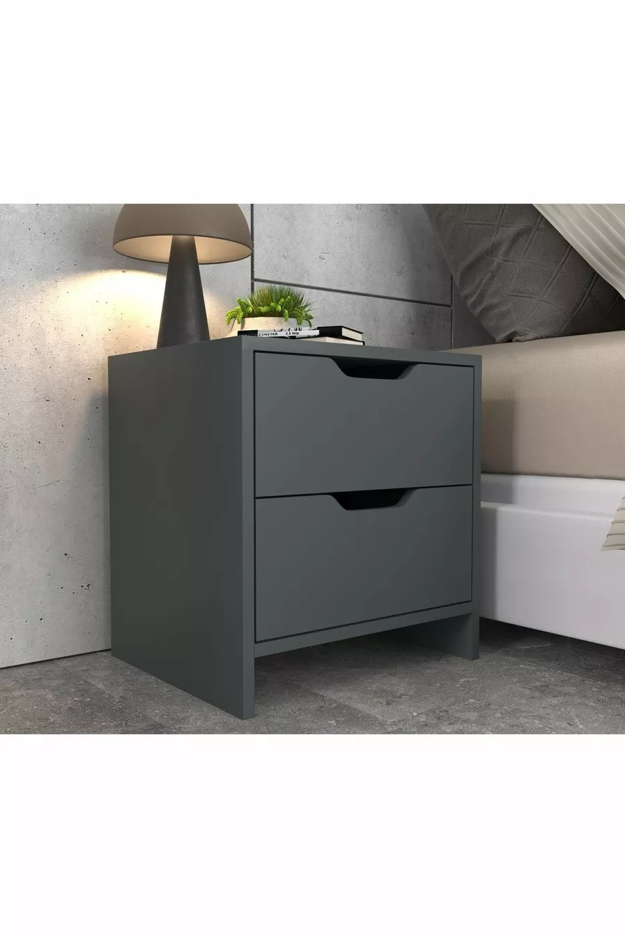 Table de chevet Efes à 2 tiroirs Anthracite