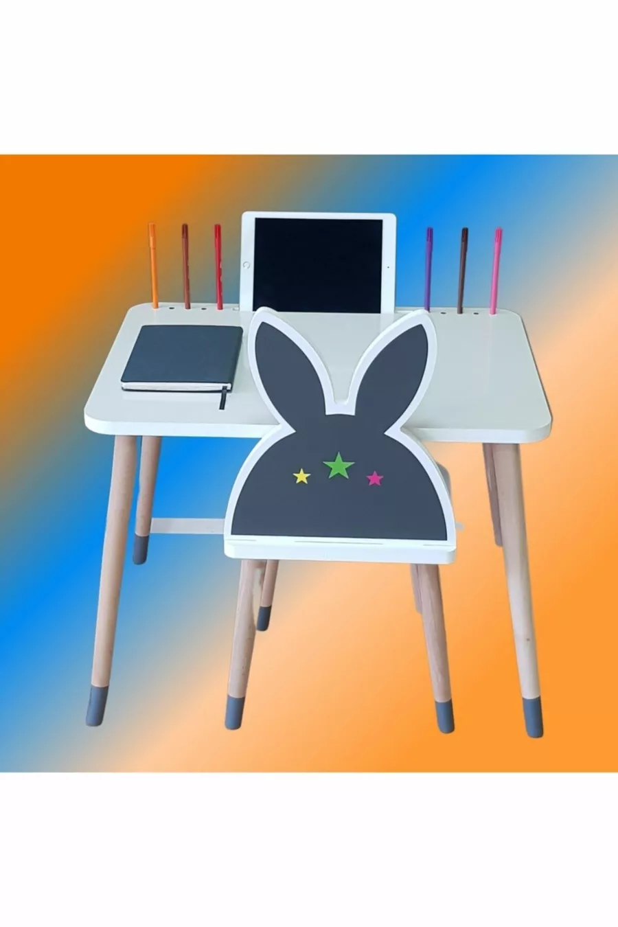 Ensemble Table et Chaise pour Activité Enfant 1, 2-6 ans - Surface avec Espace pour Tablette, Porte-stylo et Fonction Effaçable