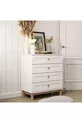 Commode Desa 4 tiroirs avec portes en MDF à glissières télescopiques (pieds en profilé MDF) Blanche - Panier