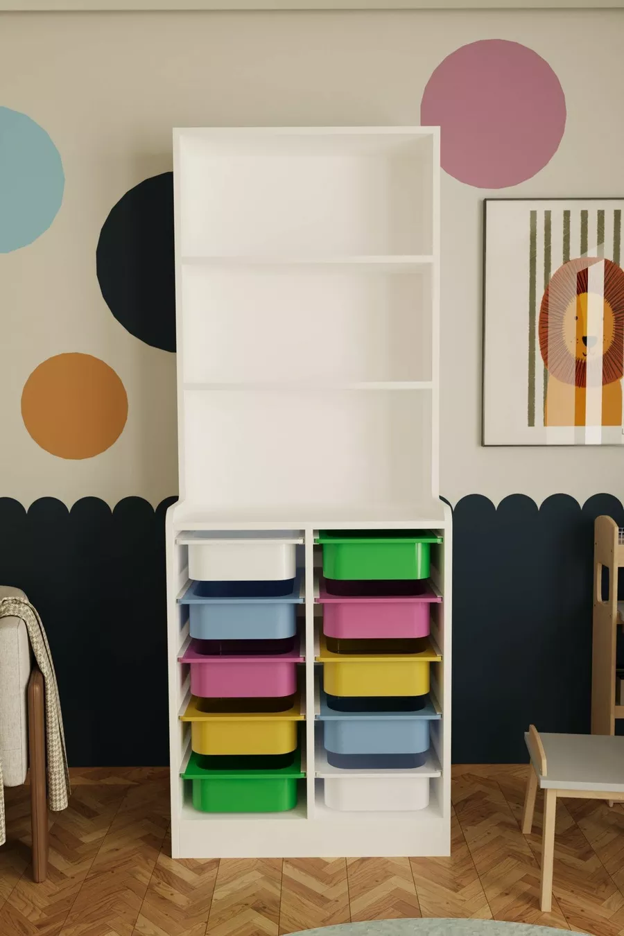 Armoire à Jouets Polyvalente Lisano Panier Multicolore