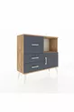 Commode Arges à une étagère, 3 tiroirs et une porte, pin-anthracite