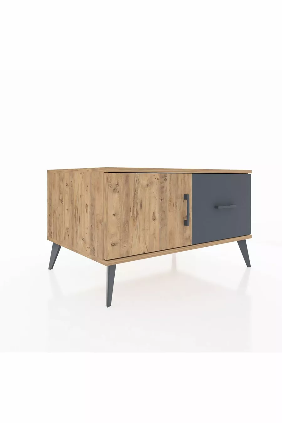 Commode Kronos avec une seule étagère, un tiroir et une porte, pin-pine/antracite
