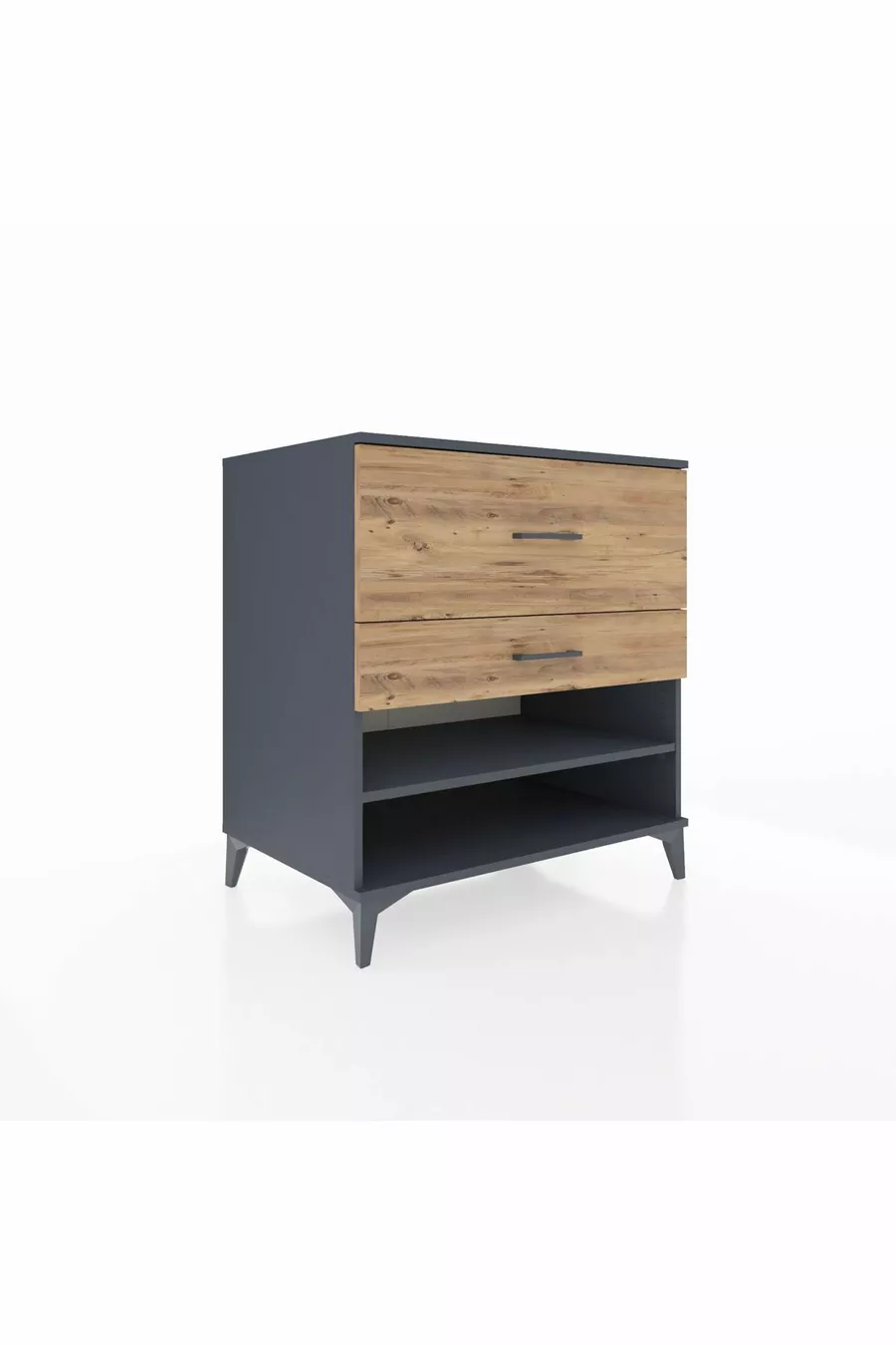Commode Kronos à une étagère et deux tiroirs Anthracite-Pin