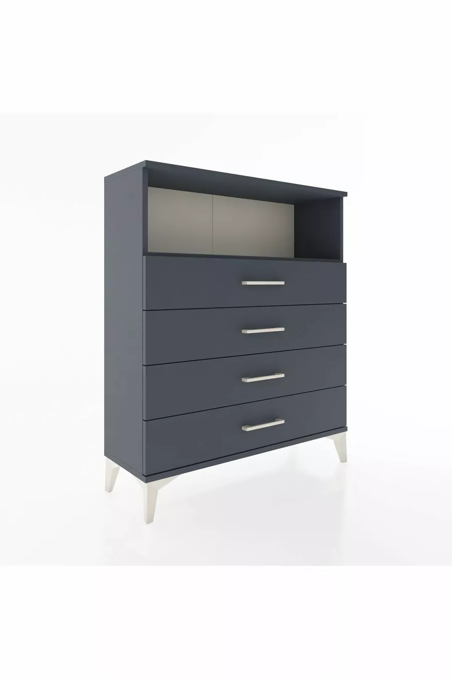Commode Arges à une étagère et 4 tiroirs Anthracite-Anthracite