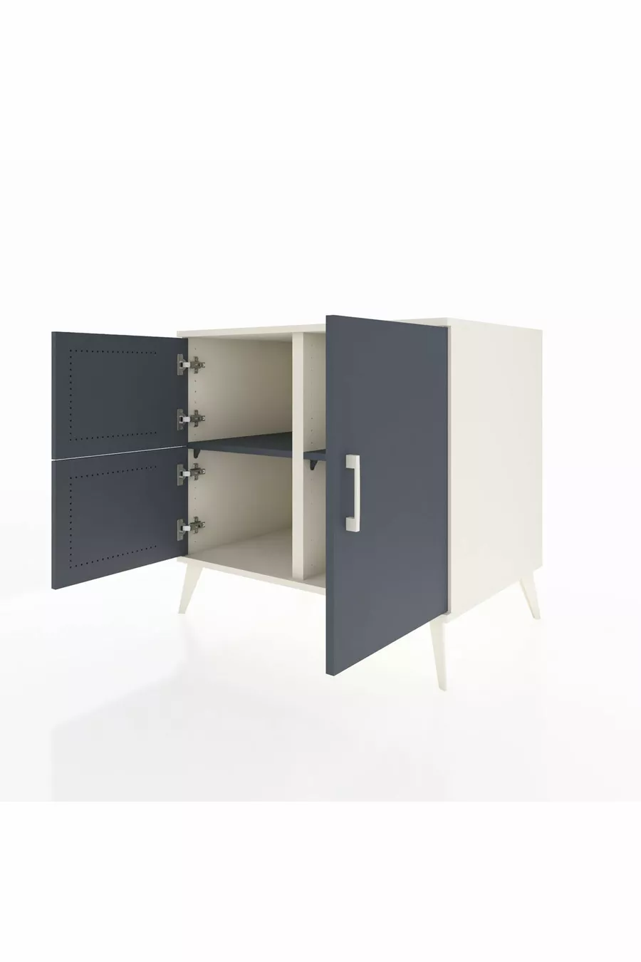 Commode Kronos 2 étagères 3 portes Pierre de lune-Anthracite