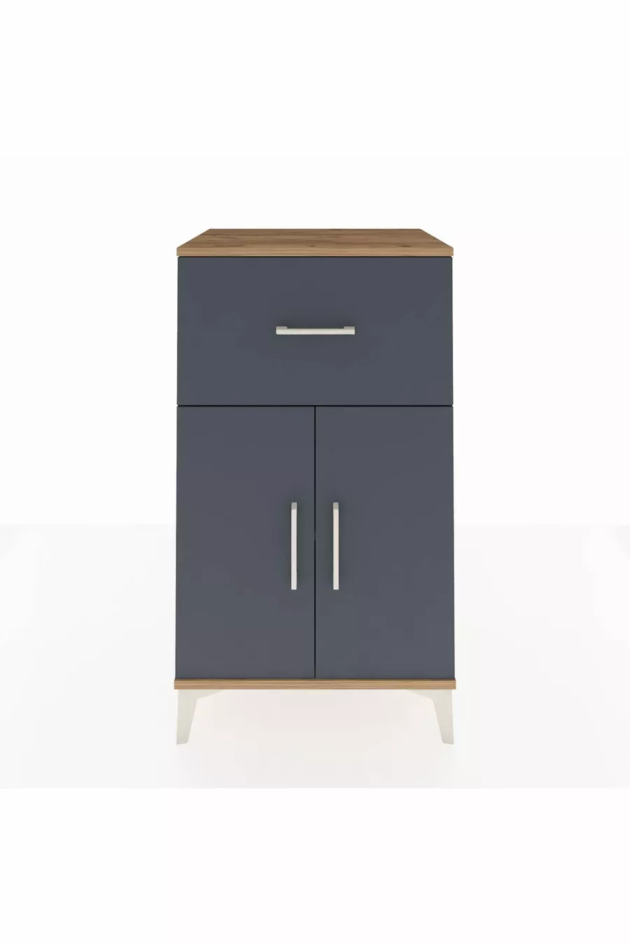 Chevet Hyperion avec une étagère, un tiroir et deux portes, pin-anthracite