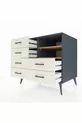 Commode Kronos 2 étagères 6 tiroirs Anthracite-Sapin/Mer de pierre