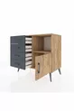 Commode Hyperion avec une seule étagère, 4 tiroirs et une porte, Pin-Pin/Anthracite