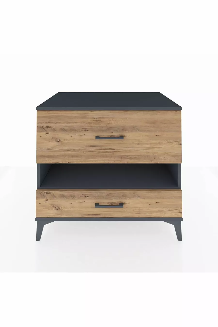 Commode Kronos à une étagère et deux tiroirs Anthracite-Pin