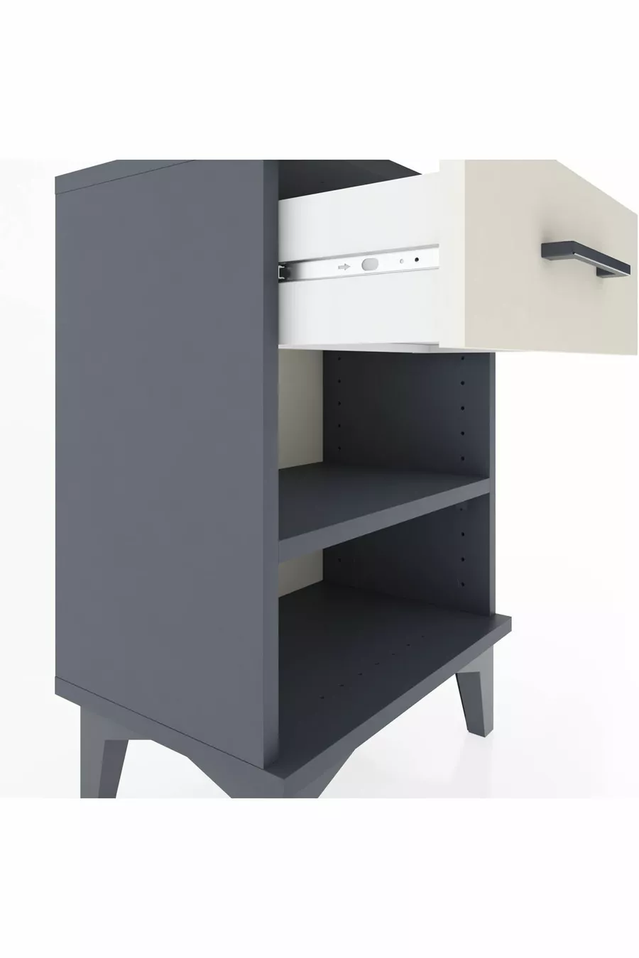 Table de chevet Arges avec une étagère et un tiroir, anthracite-ardoise